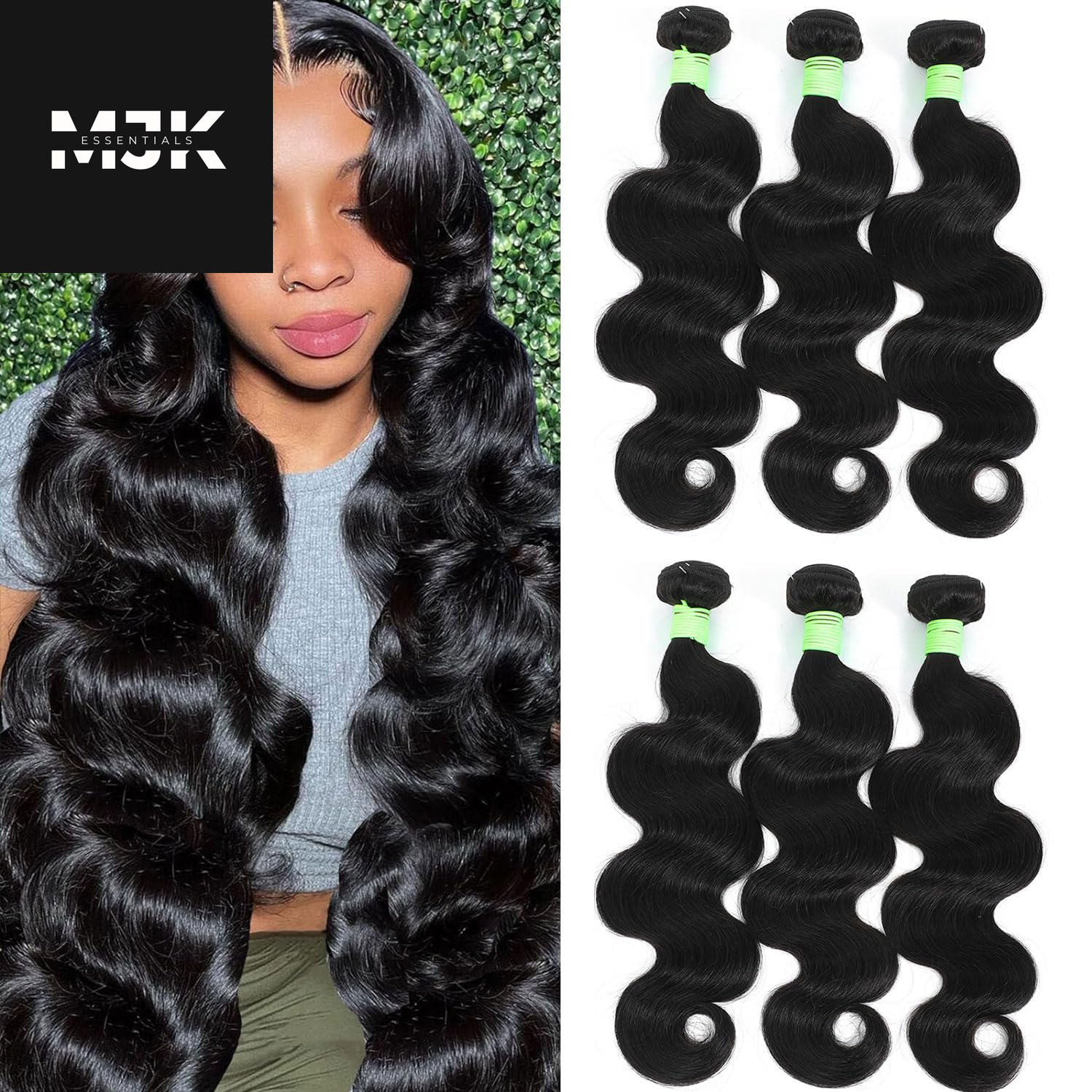 Human Hair Bundles Body Wave Bundles Human Hair 16 18 20 Inch 12A Grade 100% Unprocessed Brazilian Virgin Hair Body Wave 3 Bundles Deals Real Human Hair Extensions for Black Women Natural Black