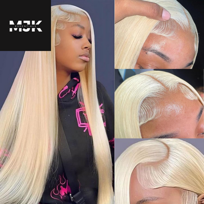 26 Inch 613 Lace Front Wig Human Hair 13X4 Blonde Straight HD Transparent Lace Frontal Wigs Human Hair Pre Plucked with Baby Hair 180% Density Blonde Glueless Wigs Human Hair