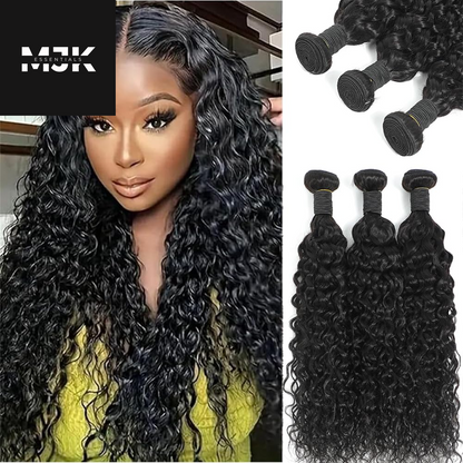 Human Hair Bundles 16 18 20 Inch 12A Brazilian Water Wave Bundles 100% Unprocessed Virgin Deep Wave Human Hair 3 Bundles/Lot Hair Weft Natural Color