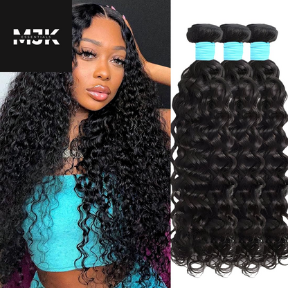 Water Wave Human Hair Bundles 18 20 22 24 Inch 100% Unprocessed Human Hair Wet and Wavy Bundles Human Hair 12A Brazilian Curly Wave Bundles Human Hair Natural Color (18 20 22 24)