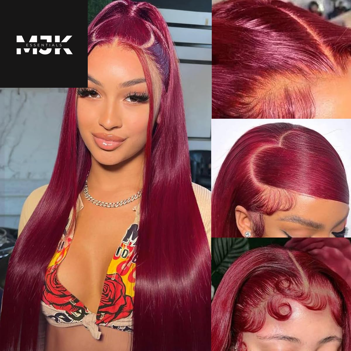 200 Density Burgundy Straight Lace Front Wigs Human Hair 99J 13X6 HD Lace Frontal Red Wigs Pre Plucked with Baby Hair Brazilian Virgin Human Hair Glueless Wigs for Women Natural Hairline 24 Inch