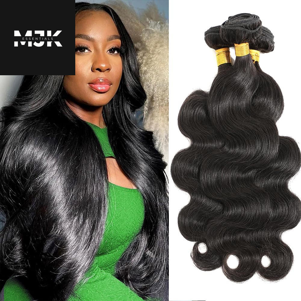 12A Human Hair Bundles 22 24 26 Inch Body Wave Bundles Human Hair 100% Unprocessed Brazilian Virgin Hair 3 Bundles Human Hair Body Wave Quick Weave Bundles Hair Extensions Natural Black