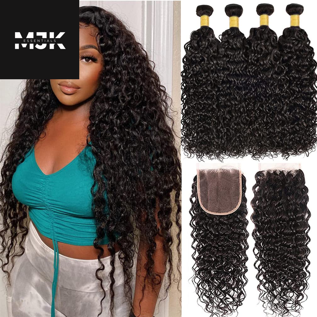 Loose Deep Wave Bundles Human Hair 4 Bundles 20 22 24 26 Inch 100% Unprocessed Brazilian Virgin Human Hair Bundles, Loose Deep Wave 4 Bundles, Can Be Dyed and Bleached Natural Black