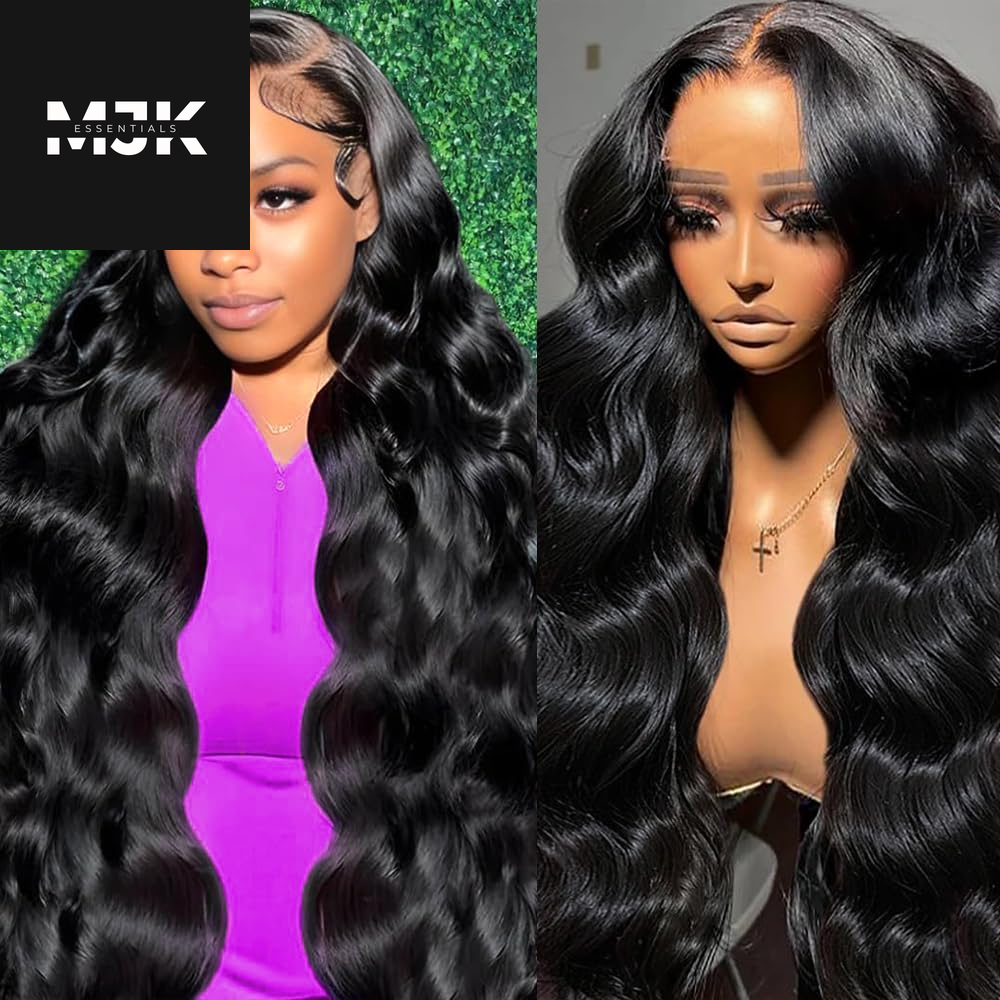 30 Inch 13X6 Lace Front Wigs Human Hair Body Wave Human Hair Wig HD Lace Frontal Glueless Wigs Human Hair Pre Plucked with Baby Hair 180 Density Natural Black