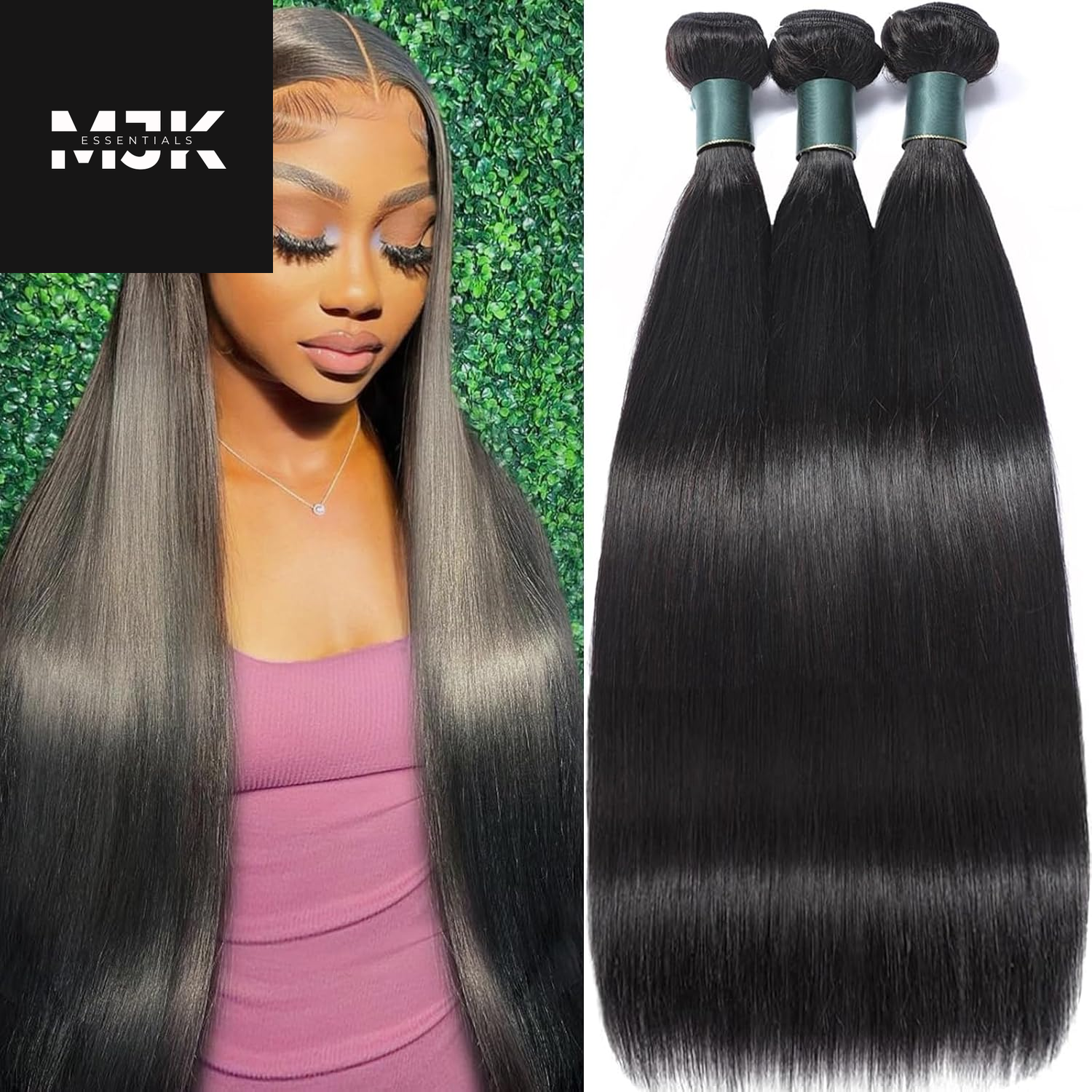 Brazilian Bundles Human Hair 16 18 20 Inch, 12A Grade, 100% Unprocessed Straight Virgin Human Hair Extensions, Natural Black Color (16-20)