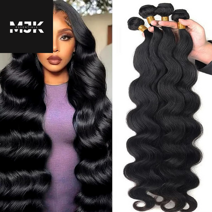 Body Wave Bundles Human Hair 16 18 20 Inch 100% Unprocessed 12A Brazilian Virgin Human Hair Extensions Quick Weave Bundles Hair Natural Black