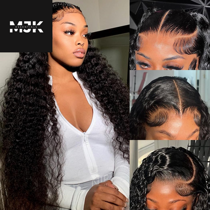 5X5 HD Lace Closure Glueless Wigs Human Hair Pre Plucked Brazilian Virgin Deep Wave Lace Front Wigs Human Hair 180% Density Closure Wig with Elastic Band Natural Hairline