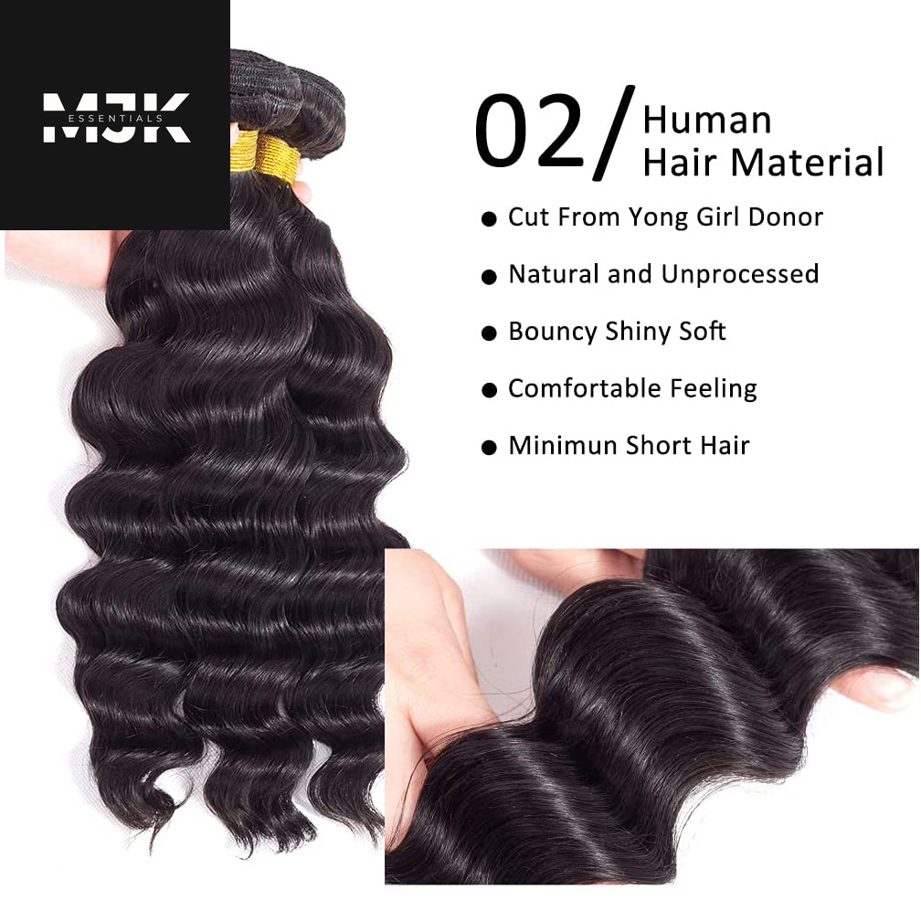 Loose Deep Wave Bundles Human Hair 4 Bundles 20 22 24 26 Inch 100% Unprocessed Brazilian Virgin Human Hair Bundles, Loose Deep Wave 4 Bundles, Can Be Dyed and Bleached Natural Black