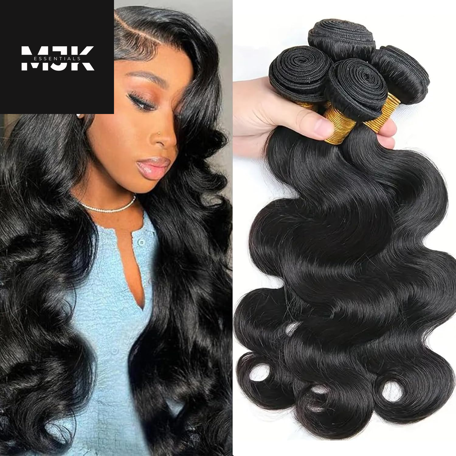 Human Hair Body Wave 4 Bundles 14 16 18 20 Inch 12A 100% Unprocessed Myanmar Soft and Full Double Welf Quick Wave Natural Color Human Hair Extensions for Women