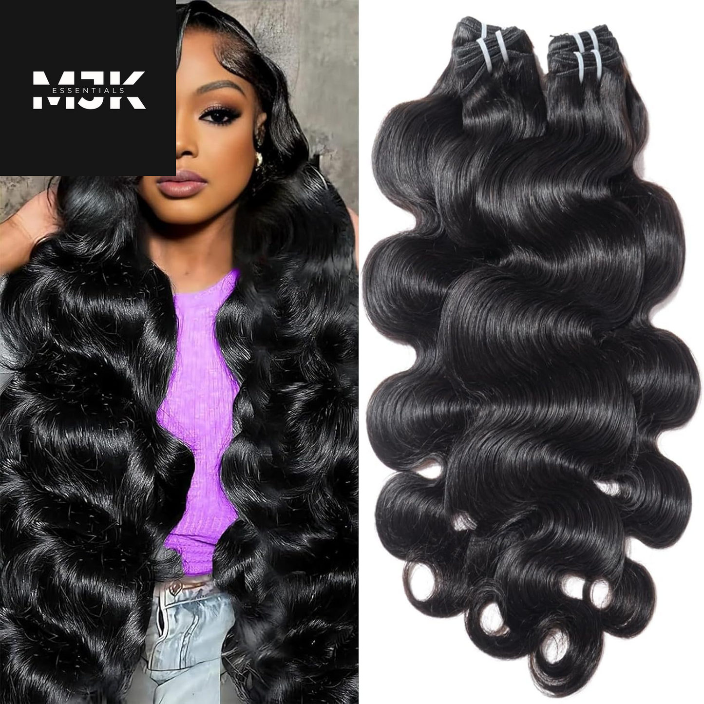 Body Wave Bundles Human Hair 18 20 22 24 Inch 12A Human Hair Bundles 100% Unprocessed Brazilian Raw Virgin Hair Extensions 4 Bundles Weave Bundles Natural Black