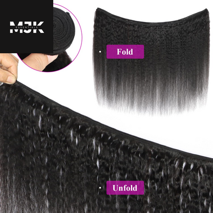 Kinky Straight Bundles Human Hair 18 20 22Inch Yaki Straight Bundles Human Hair 3Bundles Kinky Straight Human Hair Bundles 12A 100% Unprocessed Brazilian Virgin Remy Human Hair Extension Natural Color