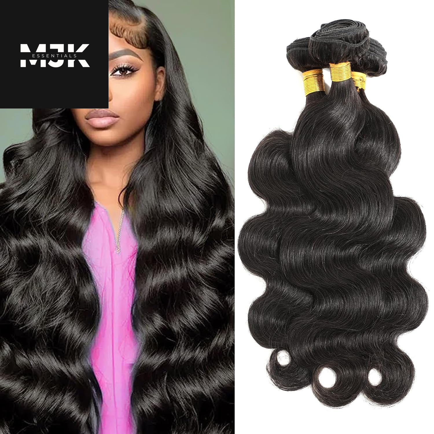 12A Human Hair Bundles 22 24 26 Inch Body Wave Bundles Human Hair 100% Unprocessed Brazilian Virgin Hair 3 Bundles Human Hair Body Wave Quick Weave Bundles Hair Extensions Natural Black