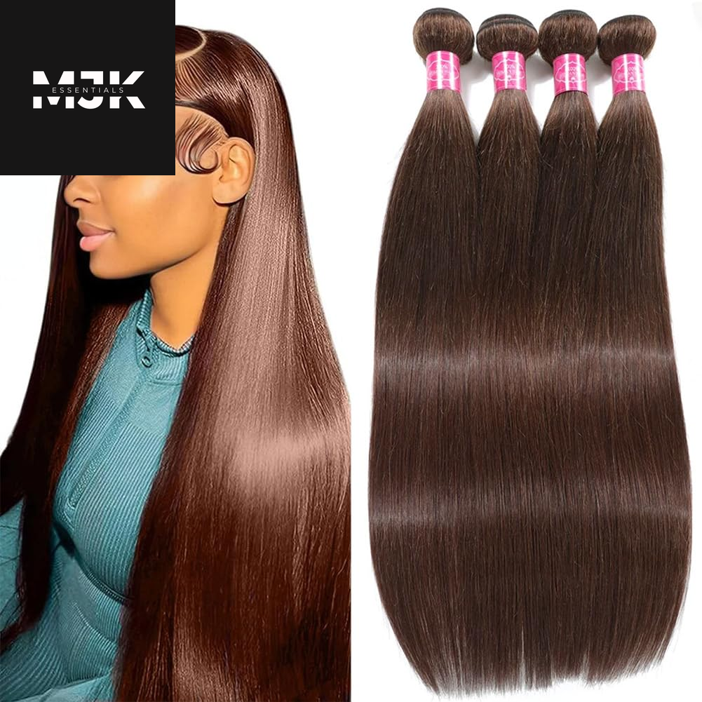 12A Straight Bundles Human Hair (22 24 26 28 Inches, Straight 4 Bundles) 100% Unprocessed Brazilian Virgin Straight Human Hair Bundles Natural Color Raw Hair